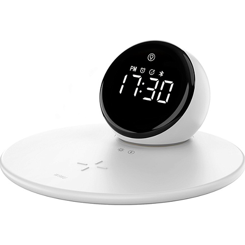 Беспроводное зарядное устройство WiWU Wi-W017 Night Light Clock Bluetooth Speaker White