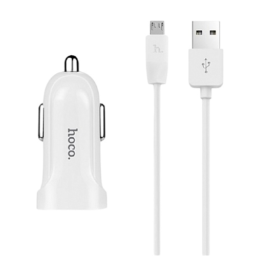 Автомобильное зарядное устройство Hoco Z2 + micro USB-cable (White)