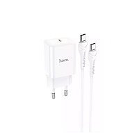 Сетевое зарядное устройство Hoco N27 Innovative 20W USB-C + Cable USB-C to USB-C White Сетевое зарядное устройство Hoco N27 Innovative 20W USB-C + Cable USB-C to USB-C White