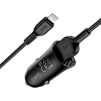 Автомобильное зарядное устройство Hoco Z39 Farsighted 18W 3.4A + Lightning Black
