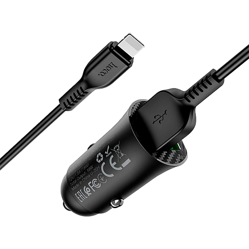 Автомобільний зарядний пристрій Hoco Z39 Farsighted 18W 3.4A + Lightning Black - придбати в Дніпрі, Україні: ціна, характеристики | інтернет-магазин TOUCH