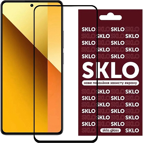 Защитное стекло SKLO Full 3D Glass для Redmi Note 13 5G/13 Pro 4G/5G / Poco M6 Pro 4G/ Note 14S Black