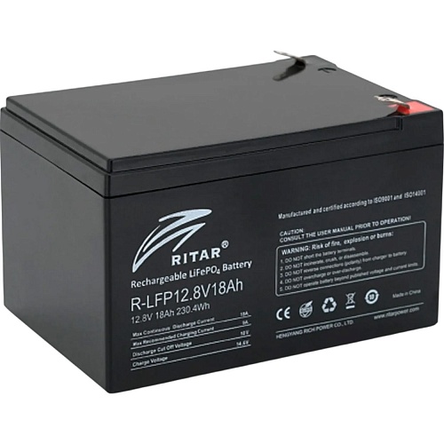 Акумулятор Ritar LiFePO4 12V (12.8V/18Ah/230.4Wh) (R-LFP 12.8V 18Ah) - придбати в Дніпрі, Україні: ціна, характеристики | інтернет-магазин TOUCH