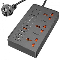 Мережевий фільтр Hoco DC15 4USB/1Type-C/3xSocket Black - придбати в Дніпрі, Україні: ціна, характеристики | інтернет-магазин TOUCH