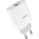 Мережевий зарядний пристрій Hoco C80A USB-A/USB-C 18W White 