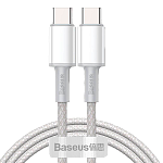 Кабель Baseus High Density Braided Fast Charging Data Cable USB-C to USB-C 100W 1m (CATGD-02) White