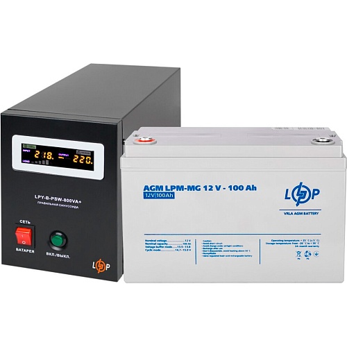 Источник бесперебойного питания (ИБП) LogicPower LPY-B-PSW-800VA 12V + АКБ LPM-MG 12V - 100 Ah (20338)