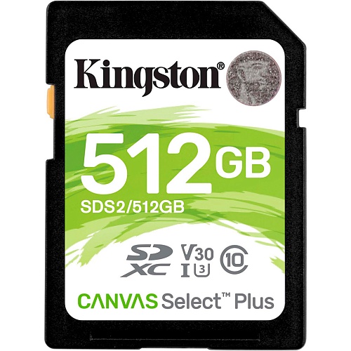 Карта пам'яті Kingston SDXC Canvas Select Plus 512GB Class 10 UHS-I U3 V30 (SDS2/512GB) - придбати в Дніпрі, Україні: ціна, характеристики | інтернет-магазин TOUCH