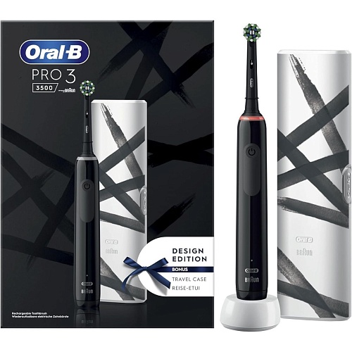 Електричні зубні щітка Oral-B D505 PRO 3 3500 Cross Action Design Edition + Travel Case Black - придбати в Дніпрі, Україні: ціна, характеристики | інтернет-магазин TOUCH