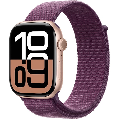 Смарт-часы Apple Watch Series 10 GPS 46mm Rose Gold Aluminum Case with Plum Sport Loop (MWWV3)