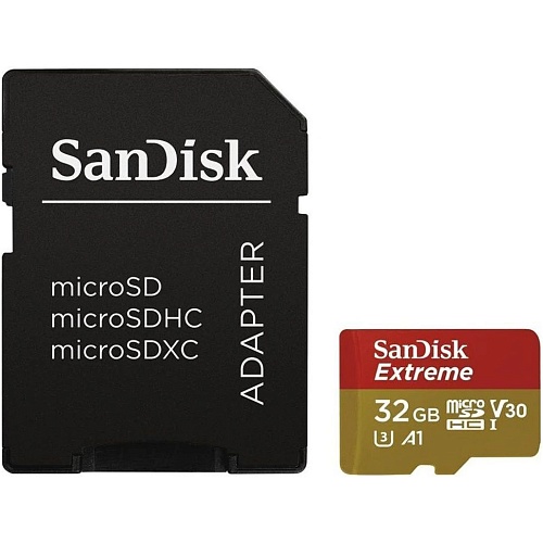 Карта памяти SanDisk microSDHC 32GB UHS-I U3 Extreme A1 V30 + SD Adapter (SDSQXAF-032G-GN6MA)