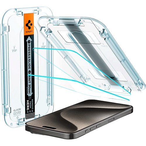 Захисне скло Spigen EZ Fit Glas.tR для Apple iPhone 15 Pro Max Crystal Clear (AGL06872) 2-Pack - придбати в Дніпрі, Україні: ціна, характеристики | інтернет-магазин TOUCH
