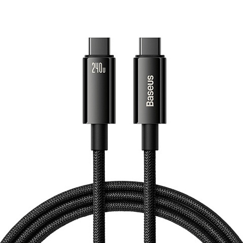 Кабель Baseus Tungsten Gold Fast Charging Data USB-C to USB-C 240W 1m Black (CAWJ040001)