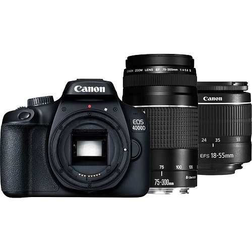 Дзеркальний фотоапарат Canon EOS 4000D Kit 18-55mm EF-S/75-300mm Black (3011C010) - придбати в Дніпрі, Україні: ціна, характеристики | інтернет-магазин TOUCH