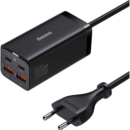 Сетевое зарядное устройство Baseus GaN3 Pro Charger 2C+2U 100W + Cable USB-C to USB-C Black (CCGP000101)