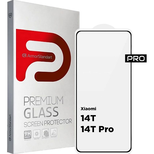 Защитное стекло ArmorStandart Full Glue Pro для Xiaomi 14T / 14T Pro Black (ARM79330)