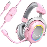Игровые наушники Fifine H6 RGB 7.1 Pink Игровые наушники Fifine H6 RGB 7.1 Pink