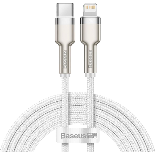 Кабель Baseus Cafule Metal USB-C to Lightning PD 20W 2m White (CATLJK-B02)