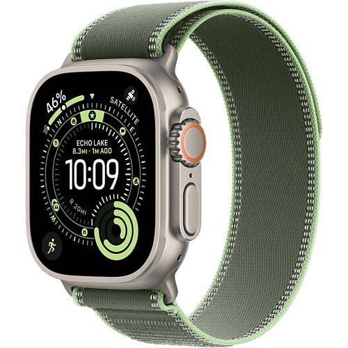 Смарт-часы Apple Watch Ultra 3 49mm Natural Titanium Case with Green/Neon Trail Loop S/M (MF1V4+MFT44)