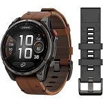 Смарт-часы Garmin Fenix 8 Pro AMOLED Sapphire 47mm Carbon Gray DLC Titanium with Chestnut Leather Band (010-03198-40)