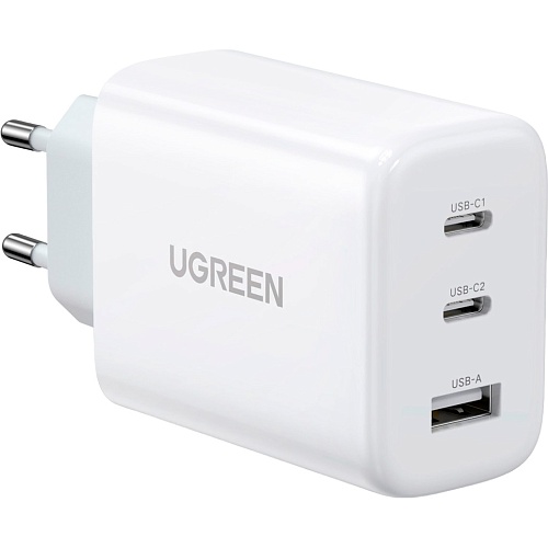 Сетевое зарядное устройство Ugreen CD275 65W 2xUSB-C 1xUSB-A Fast Charger White (90496)