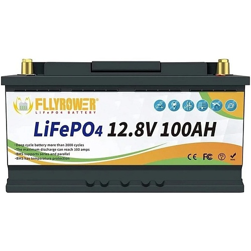 Аккумулятор FlyPower LiFePO4 12V (12.8V/100Ah/1280Wh)