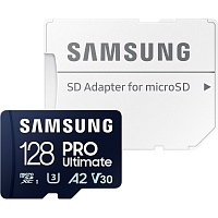 Карта памяти Samsung microSDXC PRO Ultimate 128GB Class 10 UHS-I U3 V30 A2 + SD Adapter (MB-MY128SA/WW)
