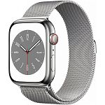 Смарт-годинник Apple Watch Series 8 GPS + Cellular 45mm Silver Stainless Steel with Silver Milanese Loop (MNKG3/MNKJ3)