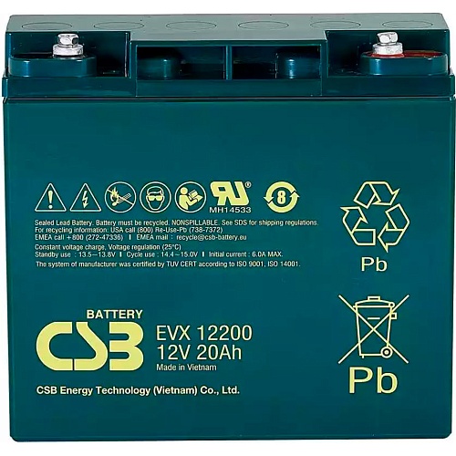 Аккумулятор CSB AGM 12V (12V/20Ah/240Wh) (EVX12200)
