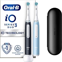 Электрическая зубная щетка Oral-B IO Series 3 Duo Matte Black + Ice Blue Электрическая зубная щетка Oral-B IO Series 3 Duo Matte Black + Ice Blue