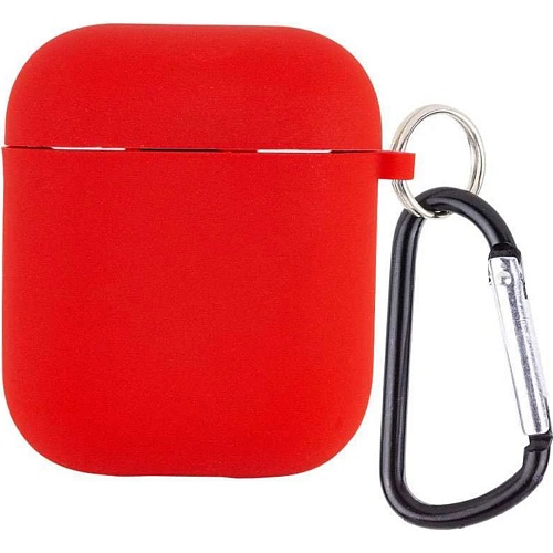 Чехол Silicone Case + Carabine для Apple AirPods Red