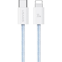 Кабель Usams US-SJ657 USB-C-Lightning 30W 3A 1.2m Blue