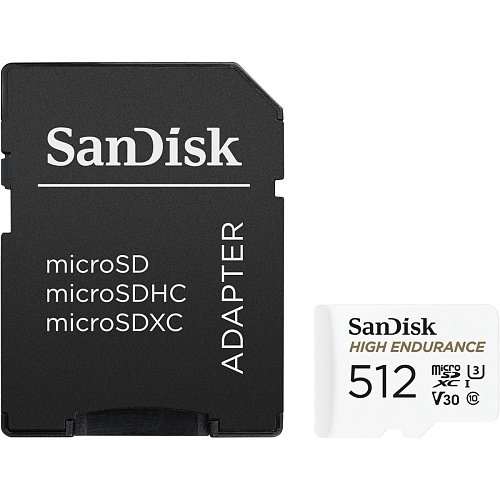 Карта памяти SanDisk microSDXC High Endurance 512GB UHS-I U3 V30 + SD Adapter (SDSQQNR-512G-GN6IA)