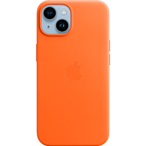 Чехол Apple Leather Case with MagSafe для Apple iPhone 14 Orange (MPP83)