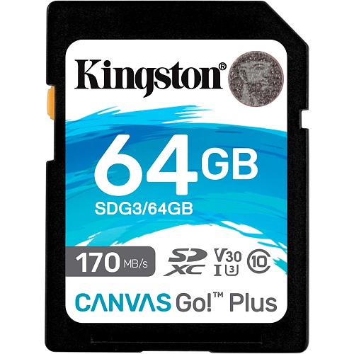 Карта памяти Kingston SDXC Canvas Go! Plus 64Gb Class 10 UHS-I U3 V30 (SDG3/64GB)