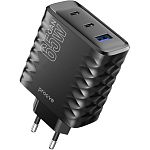 Сетевое зарядное устройство Proove Speed Surge Gan 65W USB-A + 2 х USB-C Black (WCSS60120001)