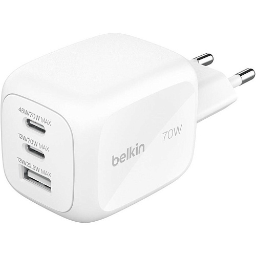 Мережевий зарядний пристрій Belkin BoostCharge Pro 3-Ports GaN Wall Charger 70W White (WCH018HQWH) - придбати в Дніпрі, Україні: ціна, характеристики | інтернет-магазин TOUCH Мережевий зарядний пристрій Belkin BoostCharge Pro 3-Ports GaN Wall Charger 70W White (WCH018HQWH) - придбати в Дніпрі, Україні: ціна, характеристики | інтернет-магазин TOUCH
