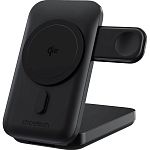 Беспроводное зарядное устройство Choetech Qi2 3in1 Magnetic Charger Holder with 10000mAh 15W Black (B750-CCBK)