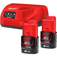 Аккумуляторы к электроинструменту + зарядное устройство Milwaukee M12 NRG-202 (4933459209)