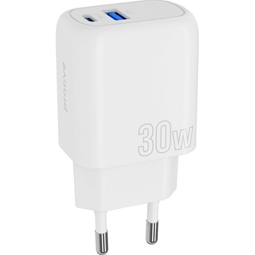 Сетевое зарядное устройство Proove Silicone Power Plus 30W Type-C + USB White (WCSP3011002)