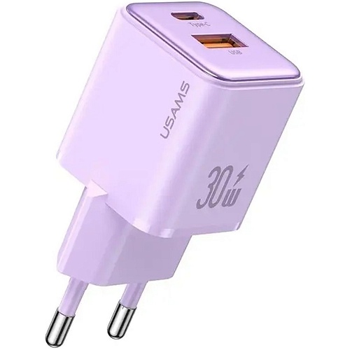 Сетевое зарядное устройство Usams US-CC189 30W Purple (CC189TC03)