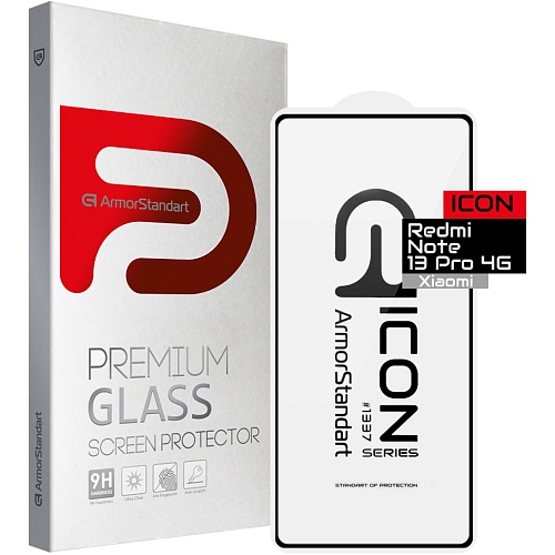 Защитное стекло ArmorStandart Full Glue Icon Glass для Redmi Note 13 Pro 4G/ Poco M6 Pro 4G/ Note 14S Black (ARM73386)