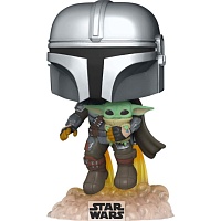Фигурка Funko Pop! Star Wars: Мандалорец, летящий с малышом 9.6см (50959)