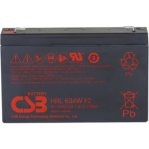 Аккумулятор CSB AGM 6V (6V/8.4Ah/50.4Wh) (HRL634W)