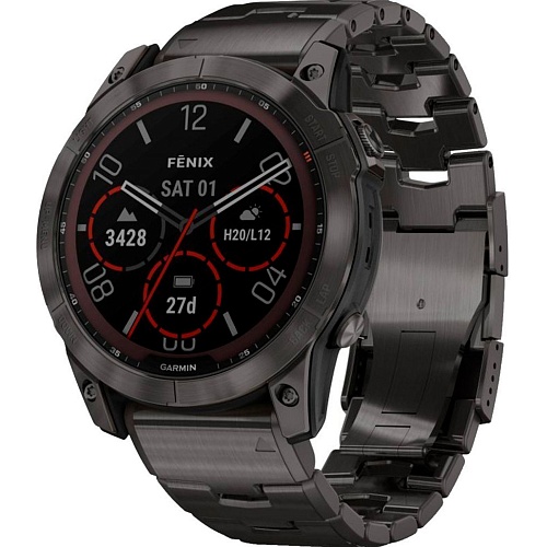 Смарт-часы Garmin Fenix 7X Sapphire Solar Edition Carbon Grey DLC Titanium with Carbon Grey DLC Vented Titanium Band (010-02541-27)