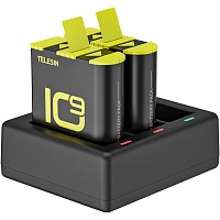 Зарядний пристрій Telesin 3 Slots Battery Charger + 2 акумулятори для HERO 9/10 (GP-BTR-903)
