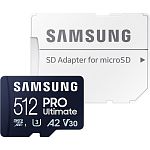 Карта памяти Samsung microSDXC 512GB Class 10 UHS-I U3 V30 A2 PRO Ultimate + SD Adapter (MB-MY512SA)
