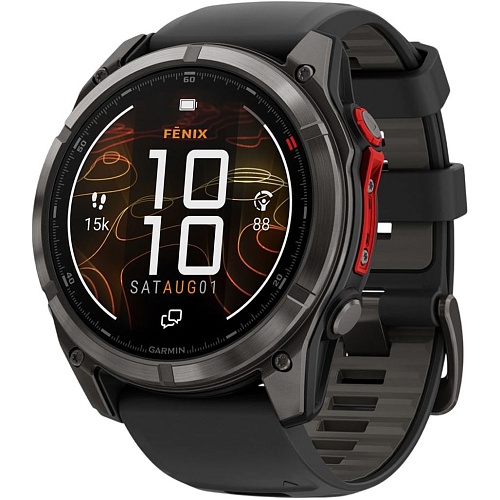 Смарт-часы Garmin Fenix 8 Pro MicroLED Sapphire 51mm Carbon Gray DLC Titanium with Black/Pebble Gray Silicone Band (010-03380-01)