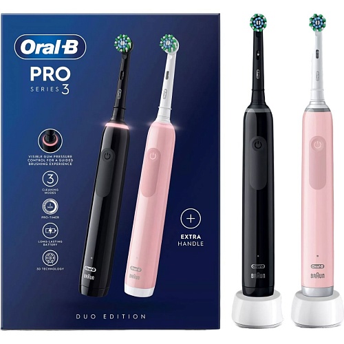 Електрична зубна щітка Oral-B D505 PRO 3 3900 Black + Pink - придбати в Дніпрі, Україні: ціна, характеристики | інтернет-магазин TOUCH