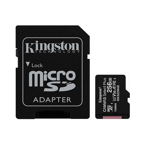 Карта памяти Kingston 256GB microSDXC Canvas Select Plus A1 C10 + SD адаптер (SDCS2/256GB)